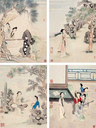 金廷标 人物 册页
